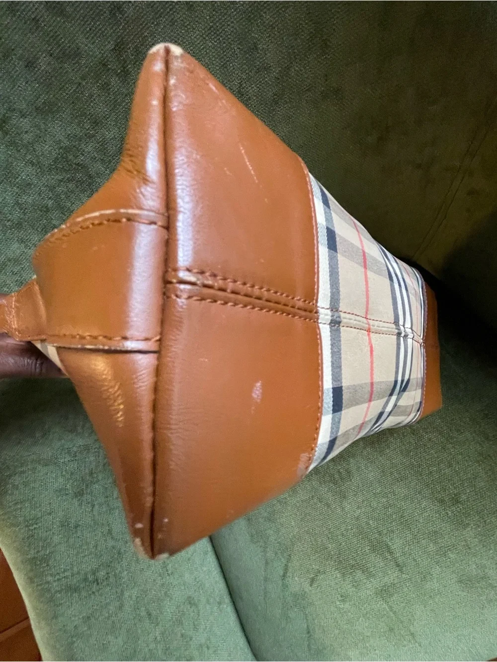 Burberry Check Satchel in Beige, Brown and Black
